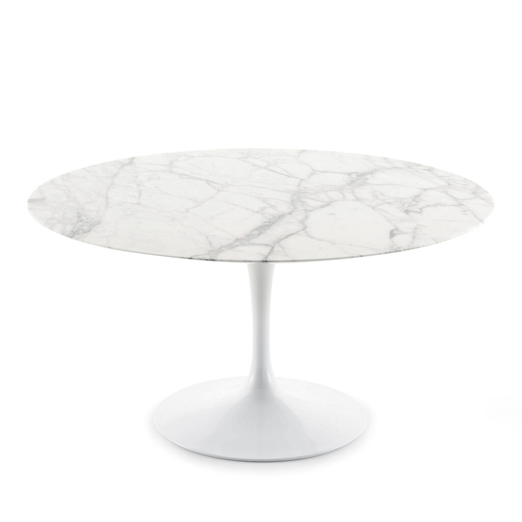 Round Dining Table 152 cm Vit/Vit Marmor