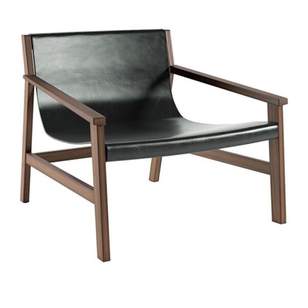 Sdraio Armchair, Walnut, Leather Hide Natural