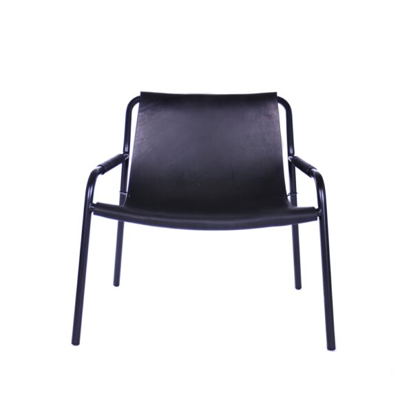 September Chair, Black Steel Frame, Leather: Black