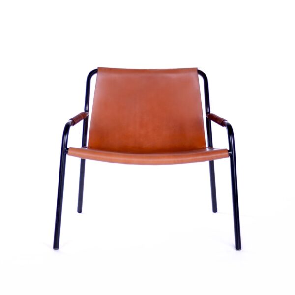 September Chair, Black Steel Frame, Leather: Cognac