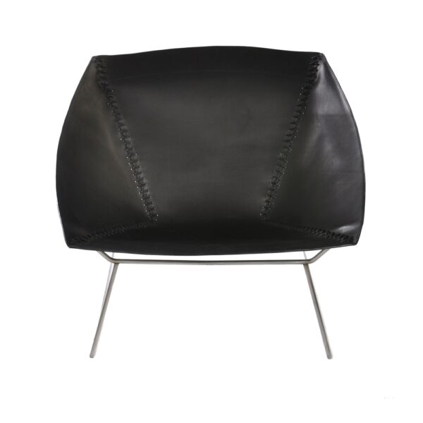 Stitch Chair, Stainless Steel Frame, Leather: Black