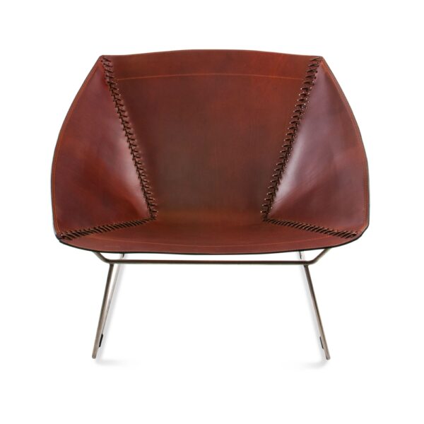 Stitch Chair, Stainless Steel Frame, Leather: Cognac