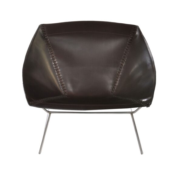 Stitch Chair, Stainless Steel Frame, Leather: Mocca