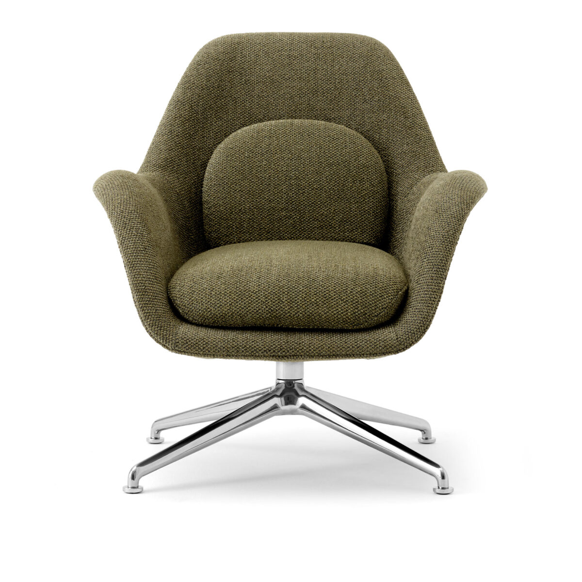 Swoon Lounge Petit Swivel Base, Chrome, Fabric Cat. 4 0005 Safire Olive