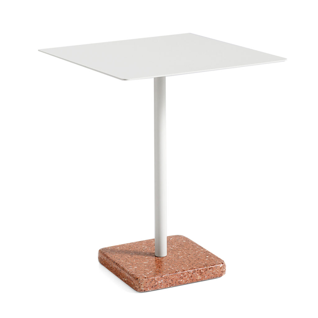 Terrazzo Table Light Grey/Red Square