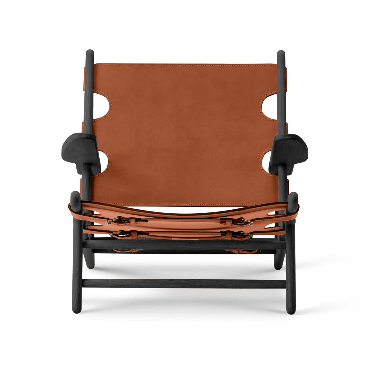 The Hunting Chair, Black lacquered oak, Cognac leather