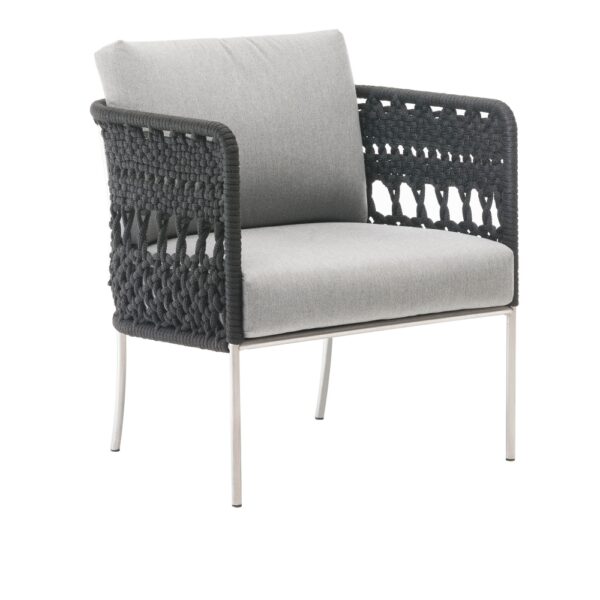 Tombolo Armchair, Gunmetal, Weaving Black, Cushion, Fabric Cat. Specia