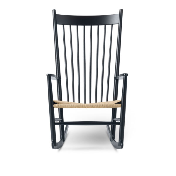Wegner J16 Rocking Chair, Svartlackerad ek, Naturfärgad sits