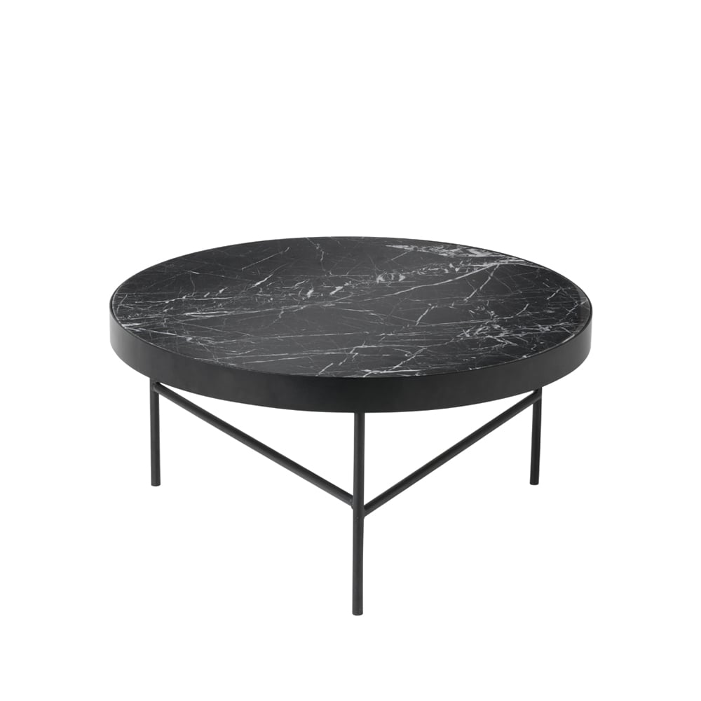 ferm LIVING Marble Table soffbord marmor svart, large, svart stativ