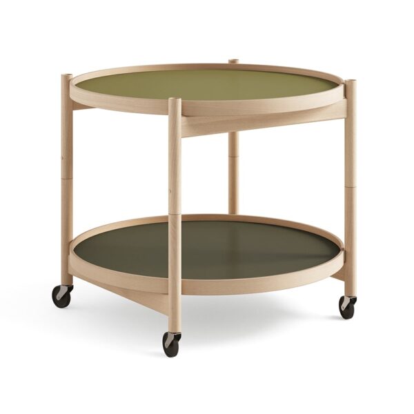 Brdr. Krüger Bølling Tray Table model 60 rullbord leaf, oljat bokstativ